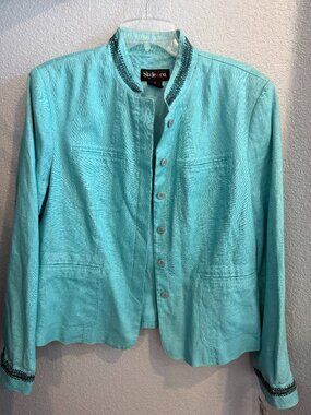 STYLE & CO. FULLY-LINED LINEN JACKET BLAZER, SIZE 14